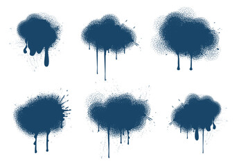 Poster - This image showcases eight abstract spray paint splashes. Vector illustration
