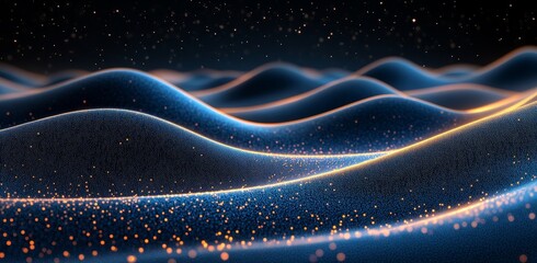 Poster - Printed on a grid field with glowing dots, this illustration illustrates a futuristic digital technology background.