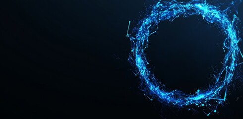 Poster - An illustration of future technology integrated with a circle user interface and a digital circuit. This is a design for advertising and game artwork.