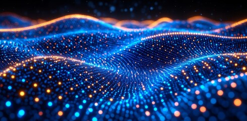 Poster - Graphite dots connecting networks in a futuristic blue background. Modern illustration.