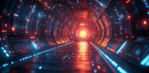 Poster - Illustration of a futuristic screen panel or window. A digital hi-tech digital interface background used for advertising and games.