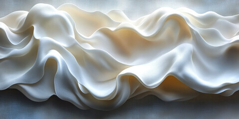 Poster - Abstract White Fabric Wave Pattern on Minimalist Background for Design