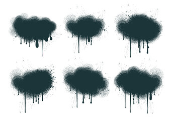 Poster - A collection of six unique paint splashes with a dark color scheme.
