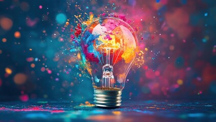Poster - Lightbulb Explosion of Color and Creativity
