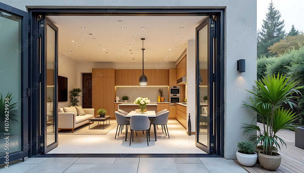 panels commercial aluminium frame bi-fold doors, Modern luxury home ...
