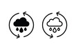 © Khuki - Rainwater harvesting icon. Harvest rain water cloud sign. Recycle water line icon.
