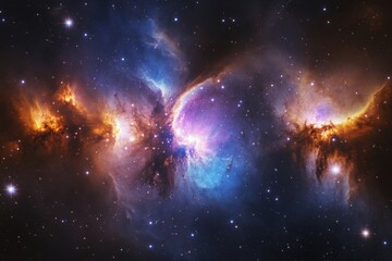 Wall Mural - A vibrant nebula filled with colorful gases and stars in deep space captured during a clear night