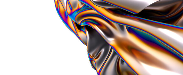 Poster - Shimmering metallic fabric with iridescent hues A swirl of color and texture
