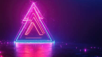 Poster - Neon Abstract Triangle with Bright Colors