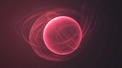 Poster - Abstract Pink Sphere with Flowing Lines and Light Effects