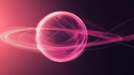 Poster - Abstract Pink Sphere with Light Trails in Space
