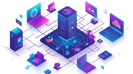 Poster - Futuristic Technology Data Center Illustration