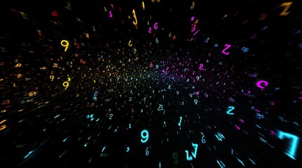 Poster - Vibrant Abstract Number Burst in Black Background