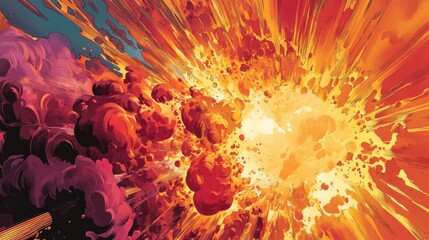 Poster - Dramatic Explosion with Vibrant Colors and Motion Effects