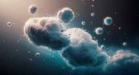 Wall Mural - floating particles forming abstract clouds of energy