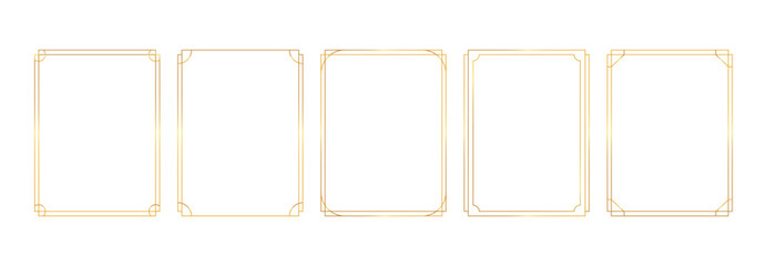 Gold line frames element, isolated white background. Minimalist luxury, geometric borders.