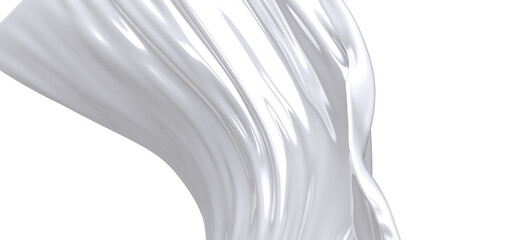 Aufkleber - A white fabric draped and flowing in a soft, abstract form. The texture and folds of the material are highlighted by the subtle interplay of light and shadow.