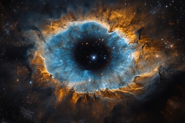 Wall Mural - a vibrant cosmic nebula resembling an eye in deep space with bright stars and swirling clouds