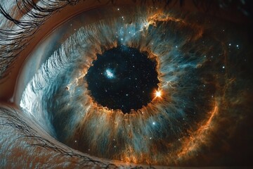 Wall Mural - a vibrant cosmic nebula resembling an eye in deep space with bright stars and swirling clouds