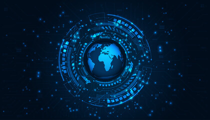 Poster - technology background with globe digital concept,texture background circuit digital