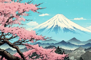 Wall Mural - Mountain landscape outdoors blossom.