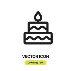 Fototapete - Cake icon vector. Linear-style sign for mobile concept and web design. Cake symbol illustration. Pixel vector graphics - Vector.