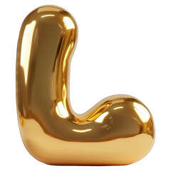 Poster - A gold letter L is shown in a shiny, reflective surface isolated on transparent or white background, png