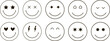 © Millaly - Flat y2k groovy line trendy smiley faces with stars, hearts, lightning