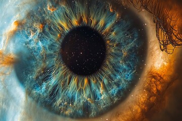 Wall Mural - a vibrant cosmic nebula resembling an eye in deep space with bright stars and swirling clouds