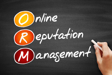Poster - orm - online reputation management, acronym business concept on blackboard
