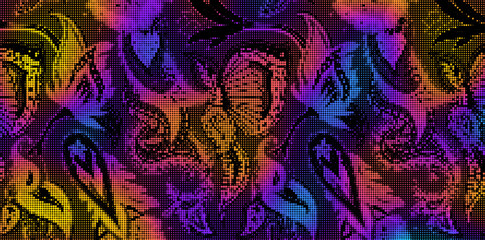 Fototapete - Abstract halftone textured illustration. Vector blur paisley ornamental decorative background with halftone effect.