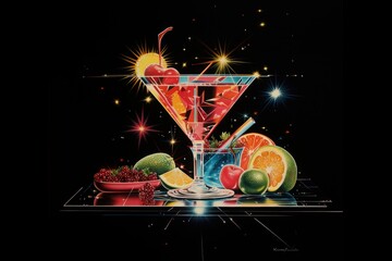 Wall Mural - Cocktail martini drink fruit.