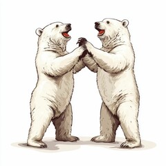 Aufkleber - elegant minimalist of dancing bears with soft color accents on white background capturing the gracef