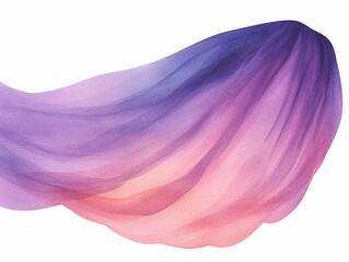 Poster - Delicate watercolor bride s veil flowing gently with graceful ethereal movement isolated on a simple white background  style with soft feminine elegance
