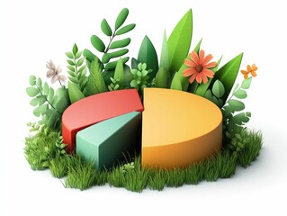 Poster - of a pie chart icon with a growing section representing financial profit suitable for business finance and data analysis concepts