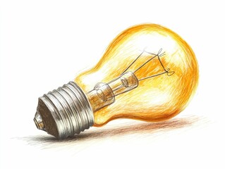 Poster - depicting a pencil drawing a lightbulb symbolizing the creative concepts and ideas that spark innovation solution and intellectual discovery