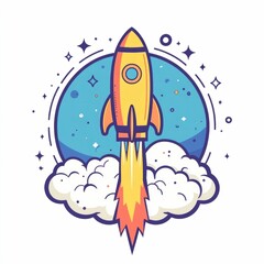 Poster - of a rocket lifting off from a brain symbolizing the breakthrough ideas and innovative thinking that propel progress and success