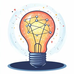 Poster - of a lightbulb with interconnected lines symbolizing the collaborative and creative nature of innovative thinking and problem solving