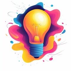 Poster - of a lightbulb with abstract flowing shapes representing the concept of creative expression innovative thinking and The image symbolizes the spark of ideas the flow of imagination