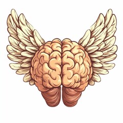 Poster - Winged Brain Icon Symbolizing Creative Freedom and Thought   of an Imaginative Concept Representing the Boundless Potential of the Human Mind