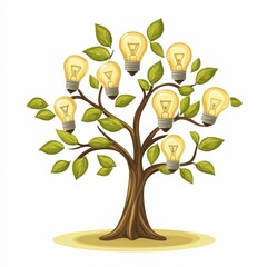 Poster - Creative of a Tree with Lightbulb Shaped Leaves Representing the Concept of Innovative Transformative Ideas