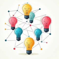 Poster - of a group of connected lightbulbs symbolizing the power of creative innovative thinking to generate ideas and find solutions