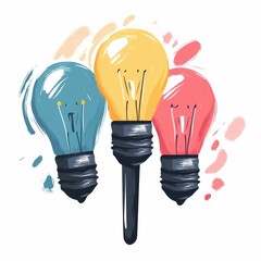 Poster - of a paintbrush painting colorful lightbulbs representing the concept of creativity innovation and the spark of new ideas and solutions  The image serves as a metaphor for the power of imagination