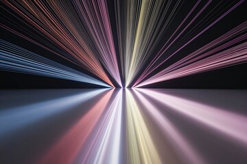 Wall Mural - Vibrant Color Streams Radiating from a Central Point Illuminating a Smooth Surface