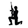 © Big Dream - A soldier is kneeling down and holding a rifle. He is wearing a helmet. The soldier is in a military uniform