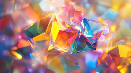 Poster - Vibrant and Abstract Art Piece Showcasing Multicolored Geometric Shapes and Crystal-Like Textures, Perfect for Modern Decor and Creative Projects