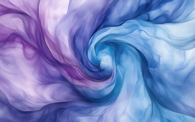 Poster - Stunning Swirling Fluid Pattern in Watercolor Style Featuring Soft Hues of Purple and Blue, Perfect for Artistic Backgrounds and Design Projects