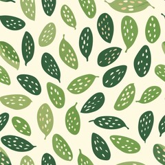 Poster - Seamless Minimalistic Pattern Featuring Lime Green Leaves with Subtle Finger-Like Shapes Ideal for Fabric and Interior Design Applications