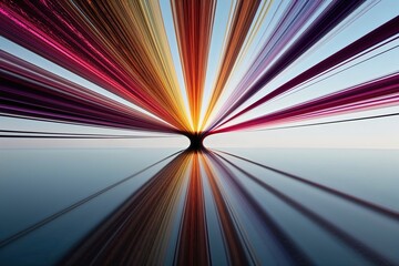 Wall Mural - Vibrant Color Streams Radiating from a Central Point Creating a Soft Glow on a Smooth Surface