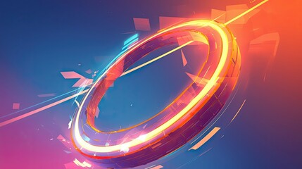 Poster - Abstract Glowing Ring in a Blue and Orange Gradient Background